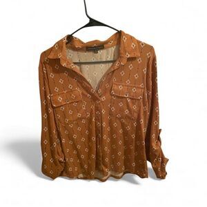 Adrienne-vittadini Women's Brown and Orange Blouse